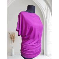 Tunika Nelly kimono z marszczeniem na biodrach - fuksja